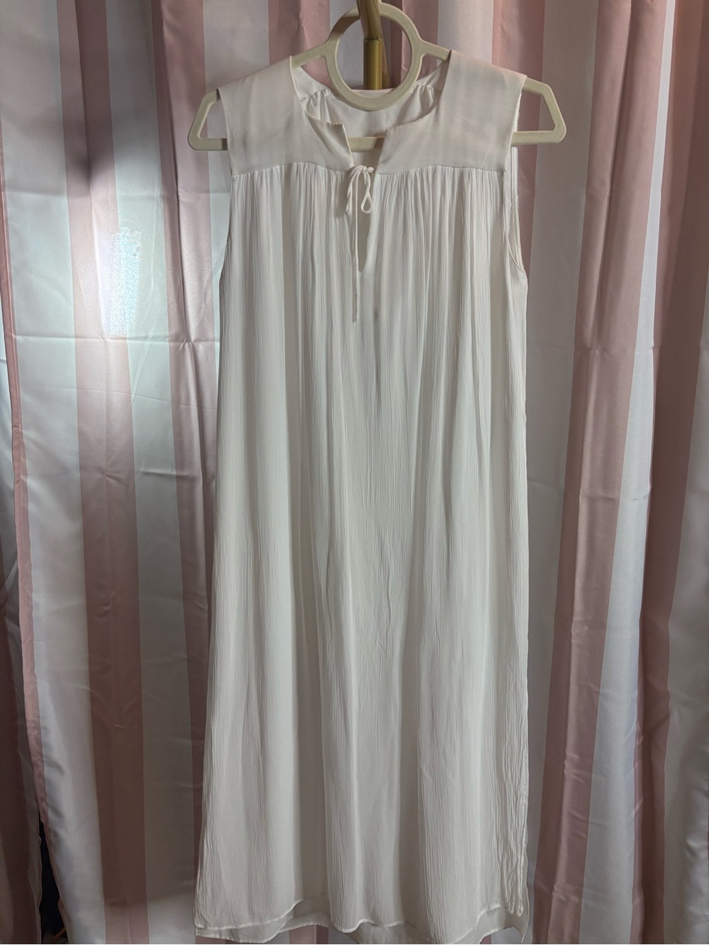 Zara Cream Sleeveless Maxi Dress with Tie Neck